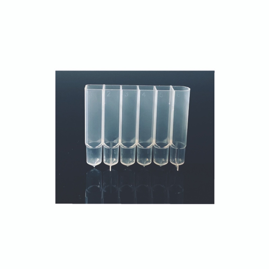 6 Well Sample Strips For Nucleic Acid Purification, RNase and DNase Free, Pack of 100